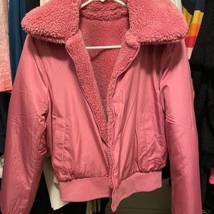 Brand new New York & Co. pink bomber jacket. Reversible, size small
